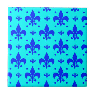 Azulejo Diseño del patrón de flor azul de lis