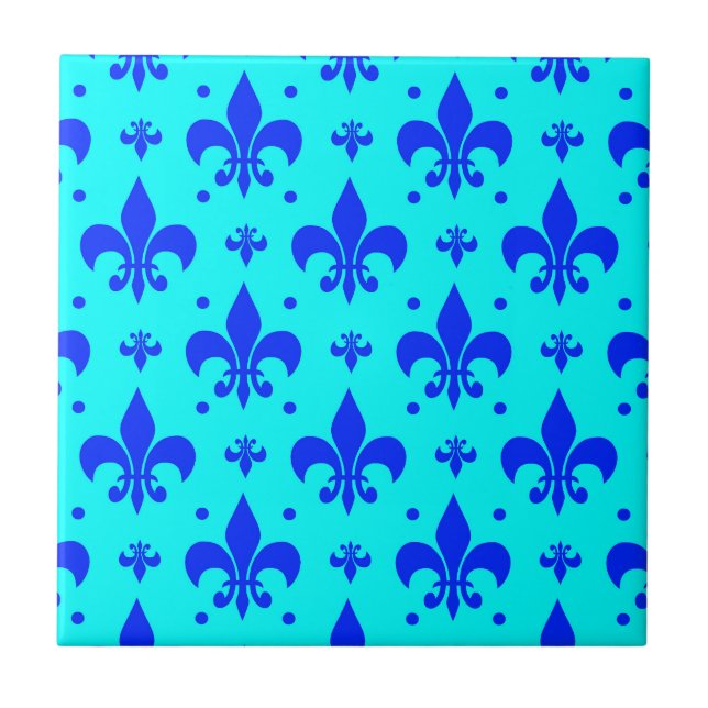 Azulejo Diseño del patrón de flor azul de lis (Frente)