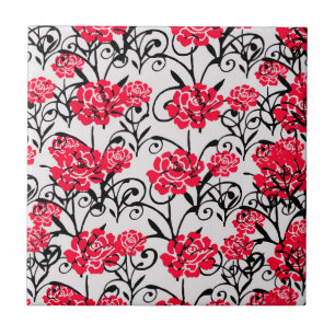 Azulejo Diseño del patrón de Ilustracion floral de rosa ro