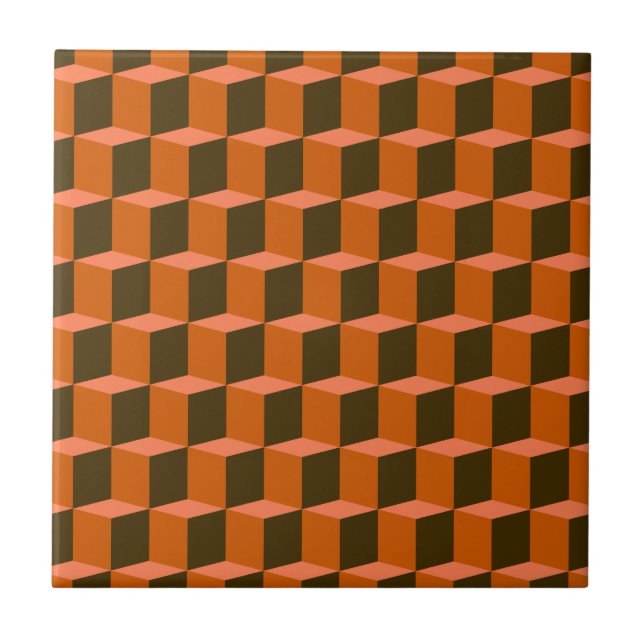 Azulejo Diseño dimensional del modelo 3D del cubo 3 (Frente)
