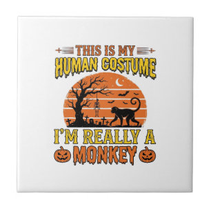Azulejo Diseño divertido de camiseta con disfraz de mono h
