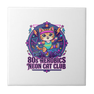 Azulejo Diseño divertido de gato para amantes de gatos neó