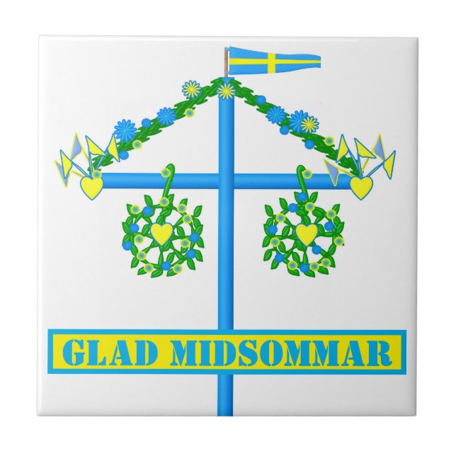 Azulejo diseño escandinavo, Glad midsommar (Frente)