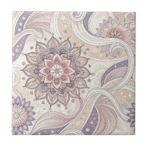 Azulejo Diseño Espiritual de Mandala Floral Boho