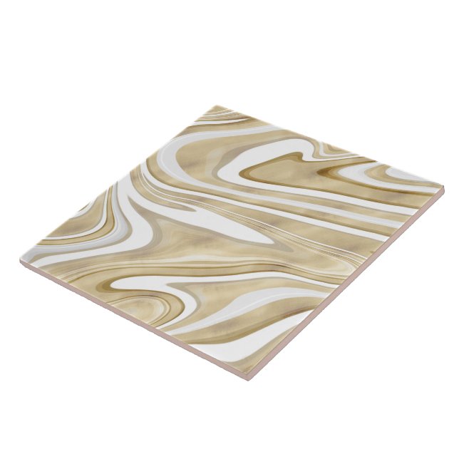 Azulejo Diseño estético Retro Gold Swirl Liquid Pintura (Lado)