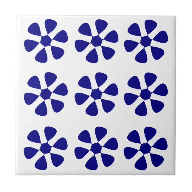 Azulejo Diseño floral azul (Frente)