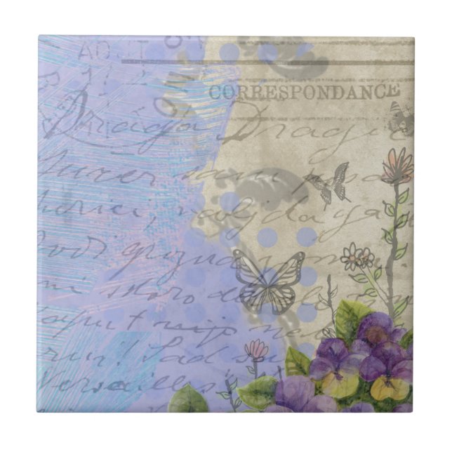Azulejo Diseño floral de Shabby Chic Bright Paris (Frente)