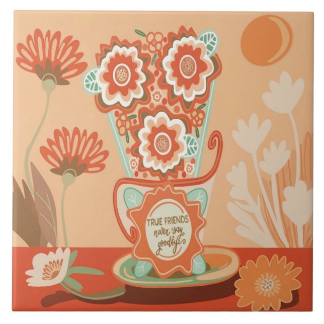 Azulejo Diseño Floral En Estilo Único (Frente)