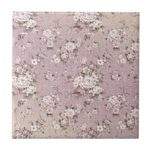 Azulejo Diseño Floral Flor de Rosa Lavanda Vintage