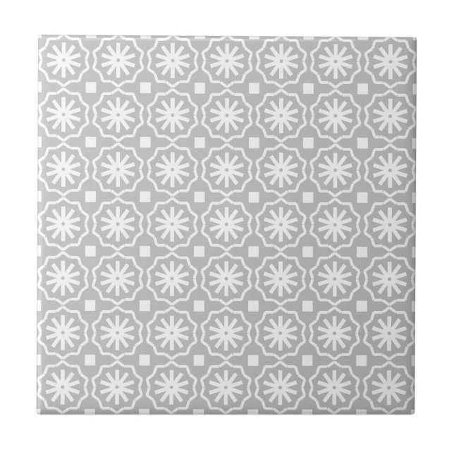 Azulejo Diseño floral geométrico moderno y gris (Frente)