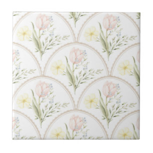 Azulejo Diseño floral pastel vintage elegante