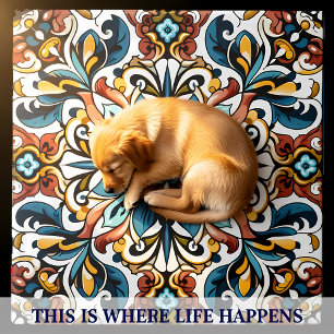 Azulejo Diseño florero vibrante en mosaicos cerámicos intr