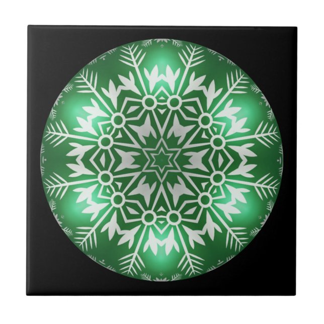 Azulejo Diseño Fractal de Navidad ~ Caleidoscopio ~ * ~ (Frente)