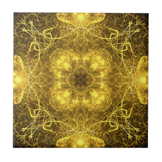 Azulejo Diseño fractal de oro decorativo artístico