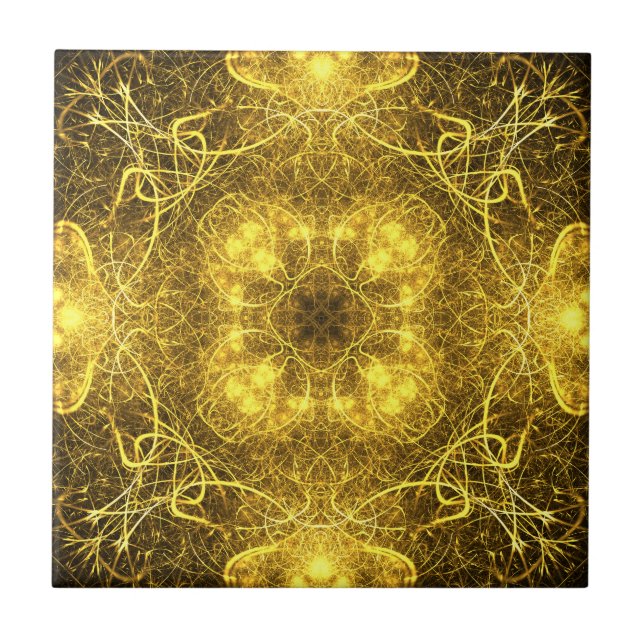 Azulejo Diseño fractal de oro decorativo artístico (Frente)