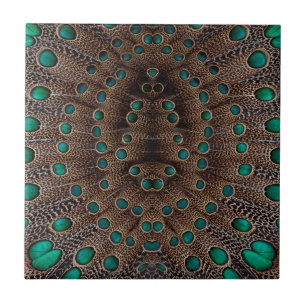 Azulejo Diseño Fractal de Pluma de Faisán