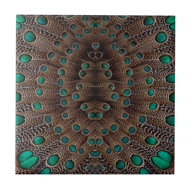 Azulejo Diseño Fractal de Pluma de Faisán (Frente)