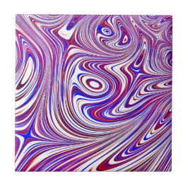 Azulejo Diseño fractal rojo, blanco y azul