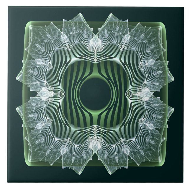 Azulejo diseño fractal simétrico blanco (Frente)