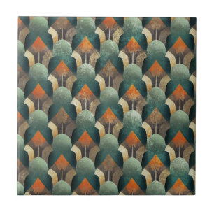 Azulejo Diseño geométrico Art Déco azul verdoso y carbón t