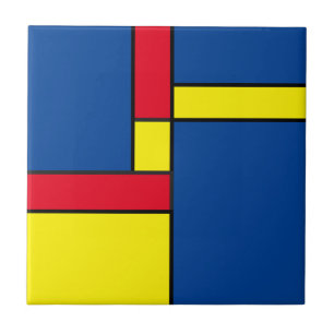 Azulejo Diseño geométrico audaz en rojo, azul y amarillo