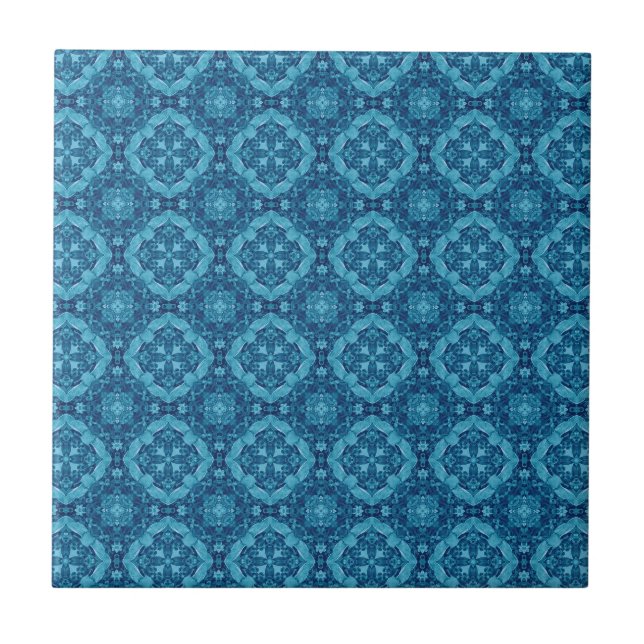 Azulejo Diseño geométrico azul y blanco T011 (Frente)