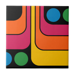 Azulejo Diseño geométrico de estilo retro de los 70 Mod