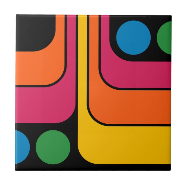 Azulejo Diseño geométrico de estilo retro de los 70 Mod (Frente)