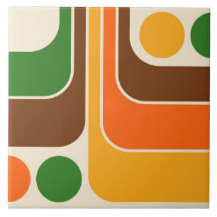 Azulejo Diseño geométrico de estilo retro de los años 70