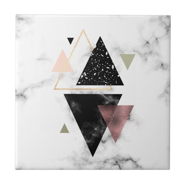 Azulejo Diseño geométrico de mármol metalizado (Frente)