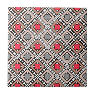 Azulejo diseño geométrico moderno arte deco gris rojo, bei
