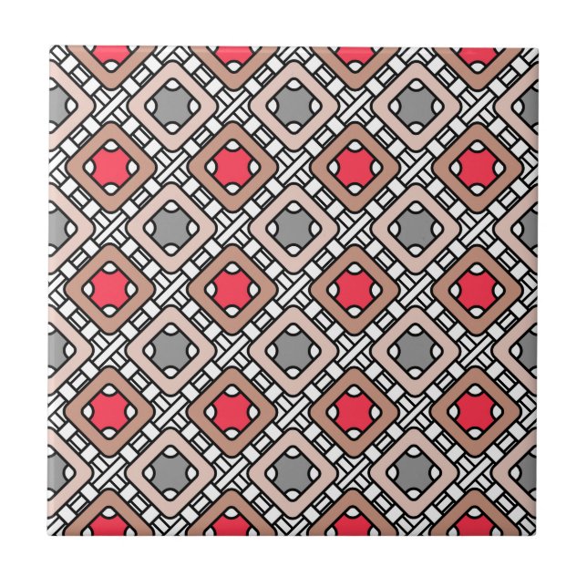 Azulejo diseño geométrico moderno arte deco gris rojo, bei (Frente)