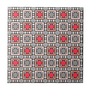 Azulejo diseño geométrico moderno arte deco gris rojo, bei