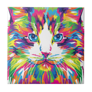 Azulejo Diseño geométrico prismático de cara de gato-32453