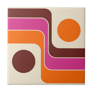Azulejo Diseño geométrico retro de estilo Mod 1970