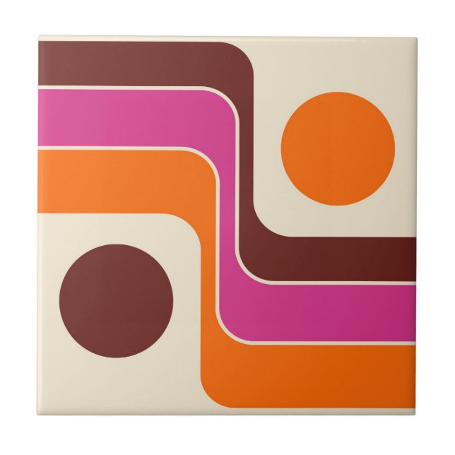 Azulejo Diseño geométrico retro de estilo Mod 1970 (Frente)