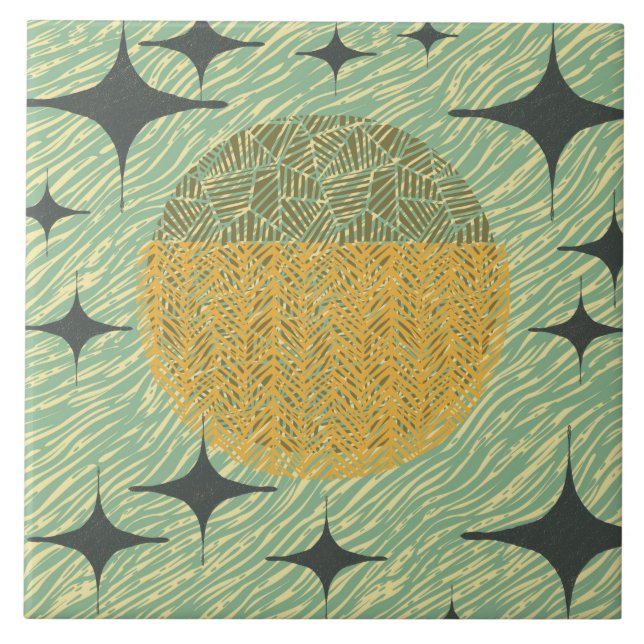 Azulejo Diseño geométrico Starburst de Mid Century (Frente)