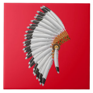 Azulejo Diseño Gorra Feather, jefe indio
