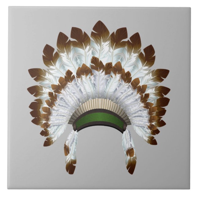 Azulejo Diseño Gorra Feather, jefe indio (Frente)