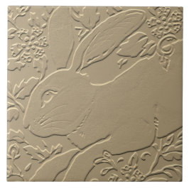Azulejo Diseño Grabado en relieve Conejo Tan Floral Bunny