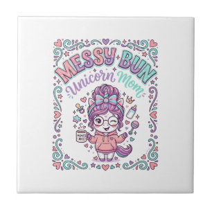 Azulejo Diseño gráfico de estilo retro de unicornio con mo