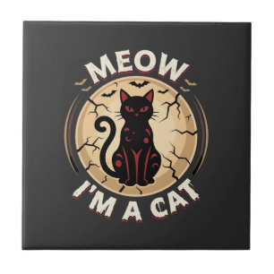 Azulejo Diseño Gráfico de Gato Meow Halloween_1