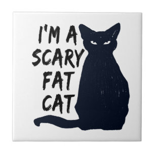 Azulejo Diseño gráfico de gato negro de Halloween aterrado