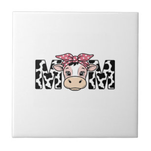 Azulejo Diseño Gráfico de Vaca Linda con Moño de Mamá_1