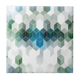 Azulejo Diseño gráfico del cubo azul enrrollado