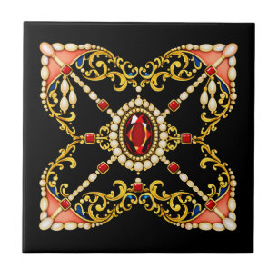 Azulejo Diseño Inspirado en Tudor Joyas de María Reina de 