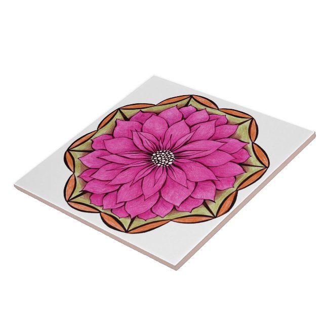 Azulejo Diseño MAGENTA del POINSETTIA (Lado)