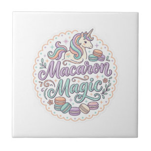 Azulejo Diseño Mágico de Camiseta Caprichosa de Macaroon d