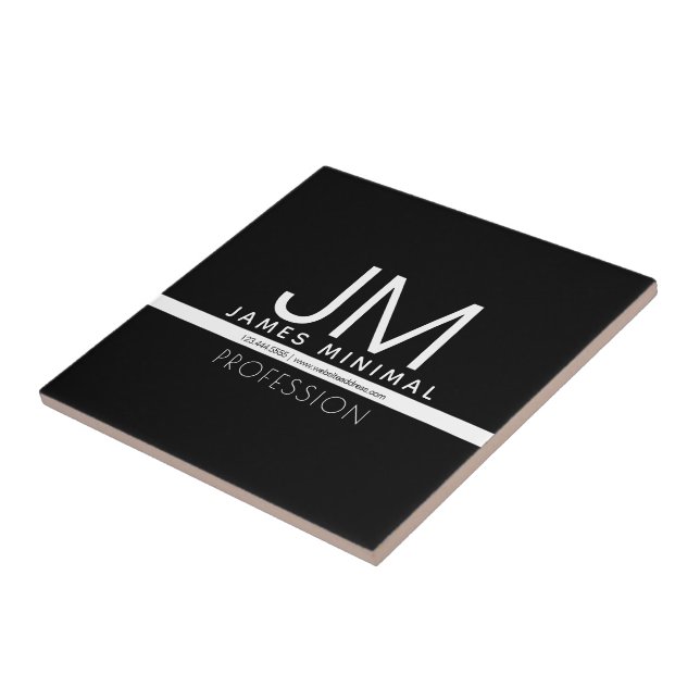 Azulejo Diseño minimo profesional moderno | Blanco y negro (Lado)