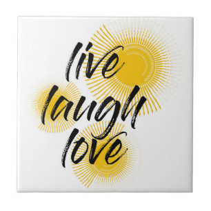 Azulejo Diseño moderno, alegre y de moda Live Laugh Love
